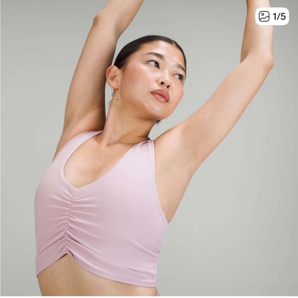 lululemon athletica Ruched Nulu Long line Yoga Bra Light Pink Sports Bra